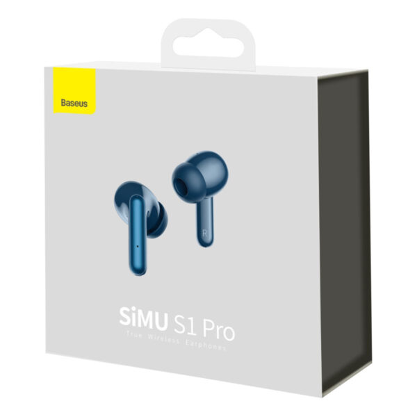 BASEUS SIMU S1 PRO ANC WIRELESS BLUETOOTH EARPHONES - BLUE - Image 6